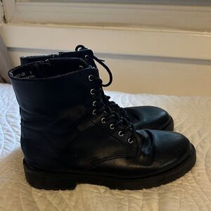 Black Lace-Up Combat Boots
